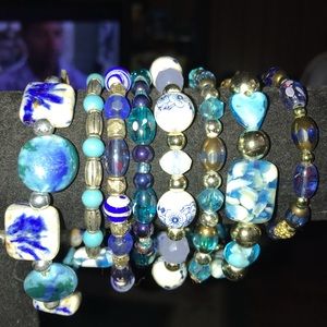 New Lampwork Beaded Bracelets Shades of Blue